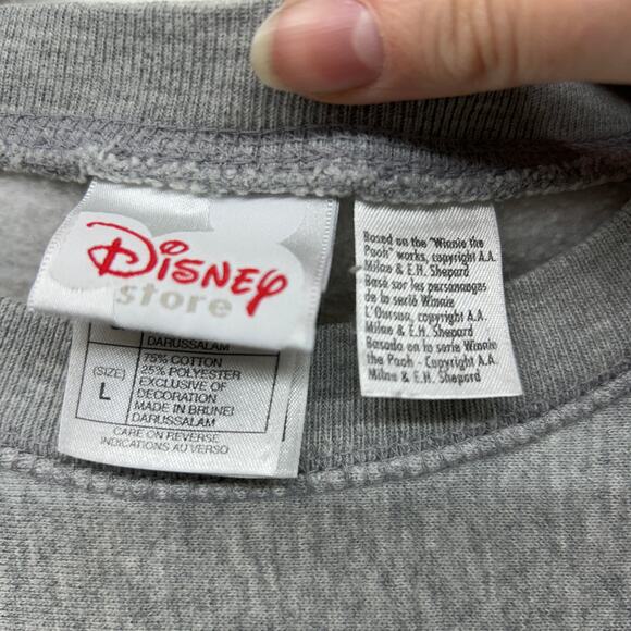 Vintage 90s Disney Store Eeyore Crew Neck Sweatshirt Large Gray Cotton Winnie - Picture 7 of 7